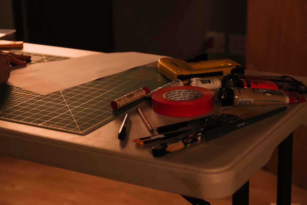 Crafting supplies laid out on a table