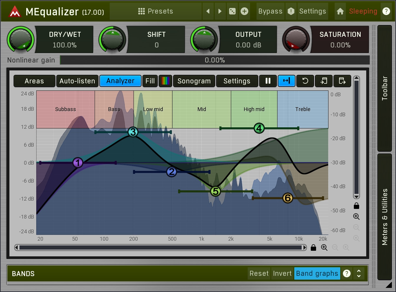 MeldaProduction MEqualizer 9種類のフィルターを各バンドで選択