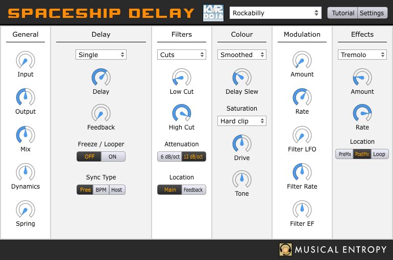 Musical Entropy Spaceship Delay