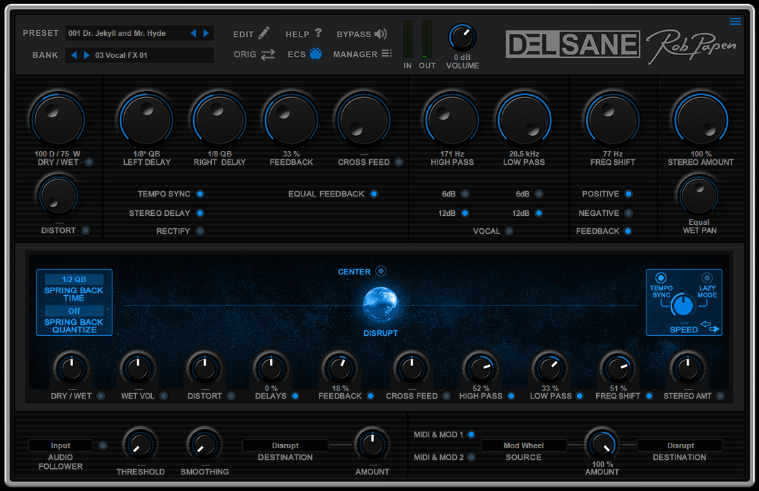 Rob Papen DelSane 中央スフィアで複数パラメータを動かす