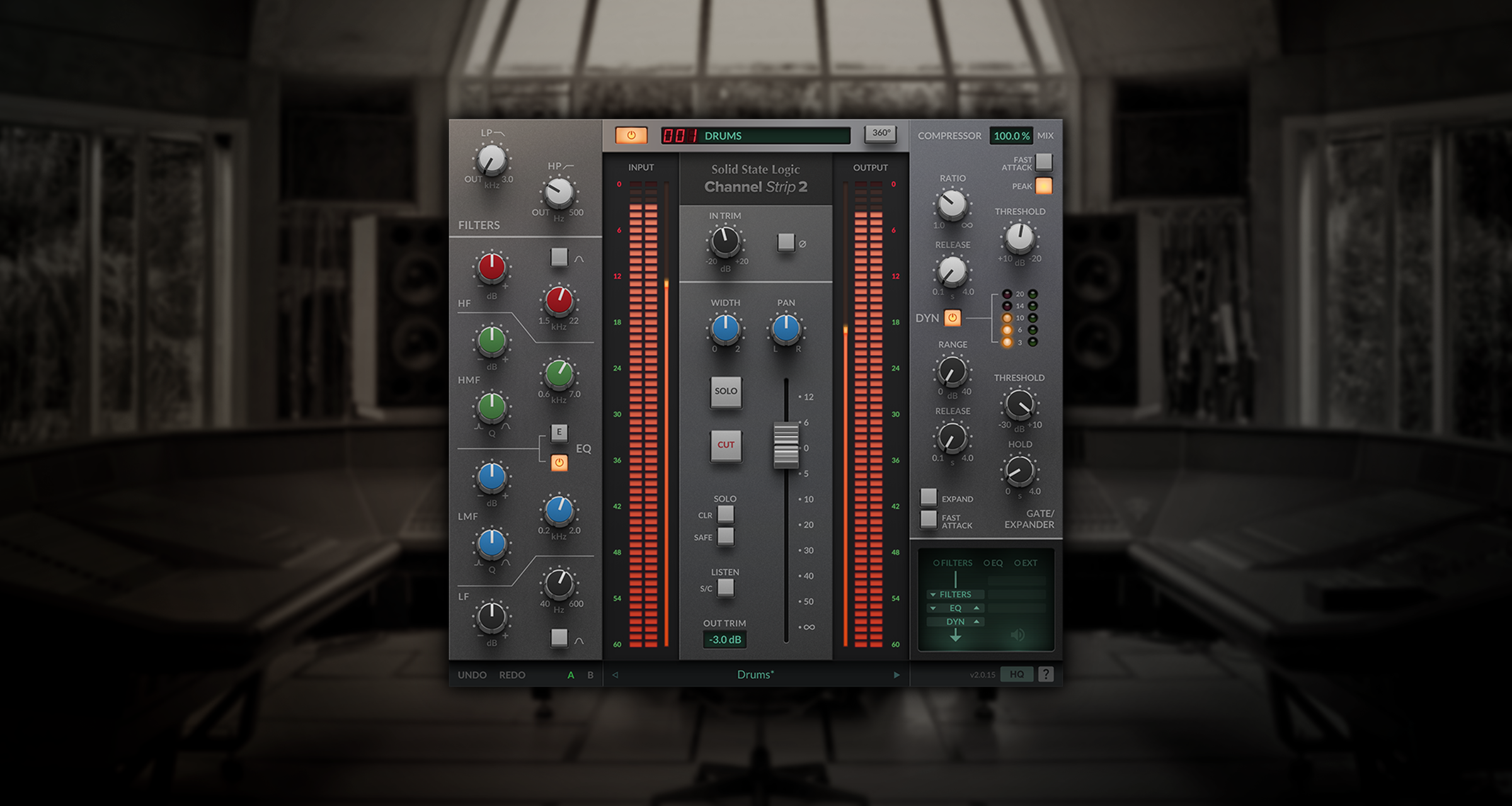 SSL Native Channel Strip 2 ミックス内の位置まで整える