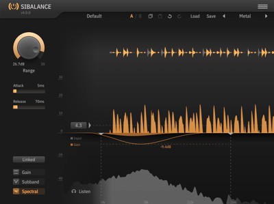 ToneBoosters Sibalance 帯域を狭く狙うか広く抑えるか